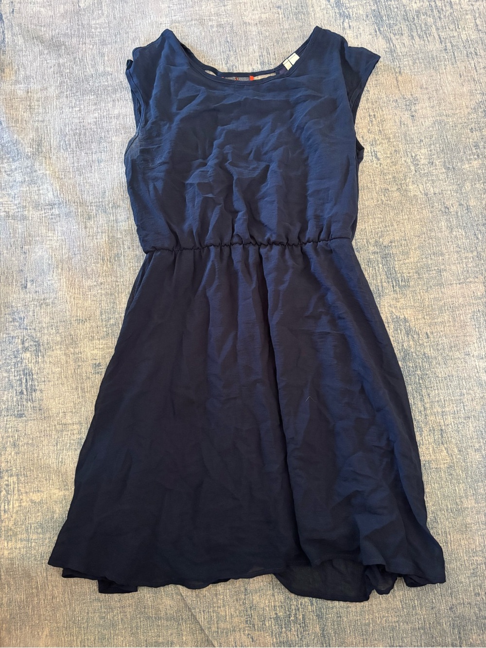 miami Navy Cap-Sleeve Elastic-Waist Mini Dress